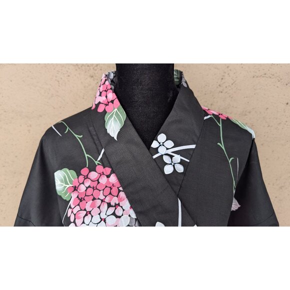💜NWT Floral Cotton Kimono Set with Cherry Blossom Obi & Accessories - Picture 3 of 13